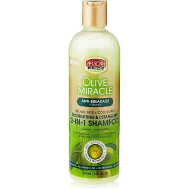 African Pride Olive Miracle - Shampoo e balsamo anti-rottura 2 in 1, 355 ml
