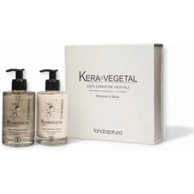 Fondonatura  - Kit Kera Vegetal Shampoo e Maschera da 215 ml - Trattamento Intensivo di ricostruzione con Keratina Vegetale per Riparazione e Nutrimento Profondo dei Capelli danneg