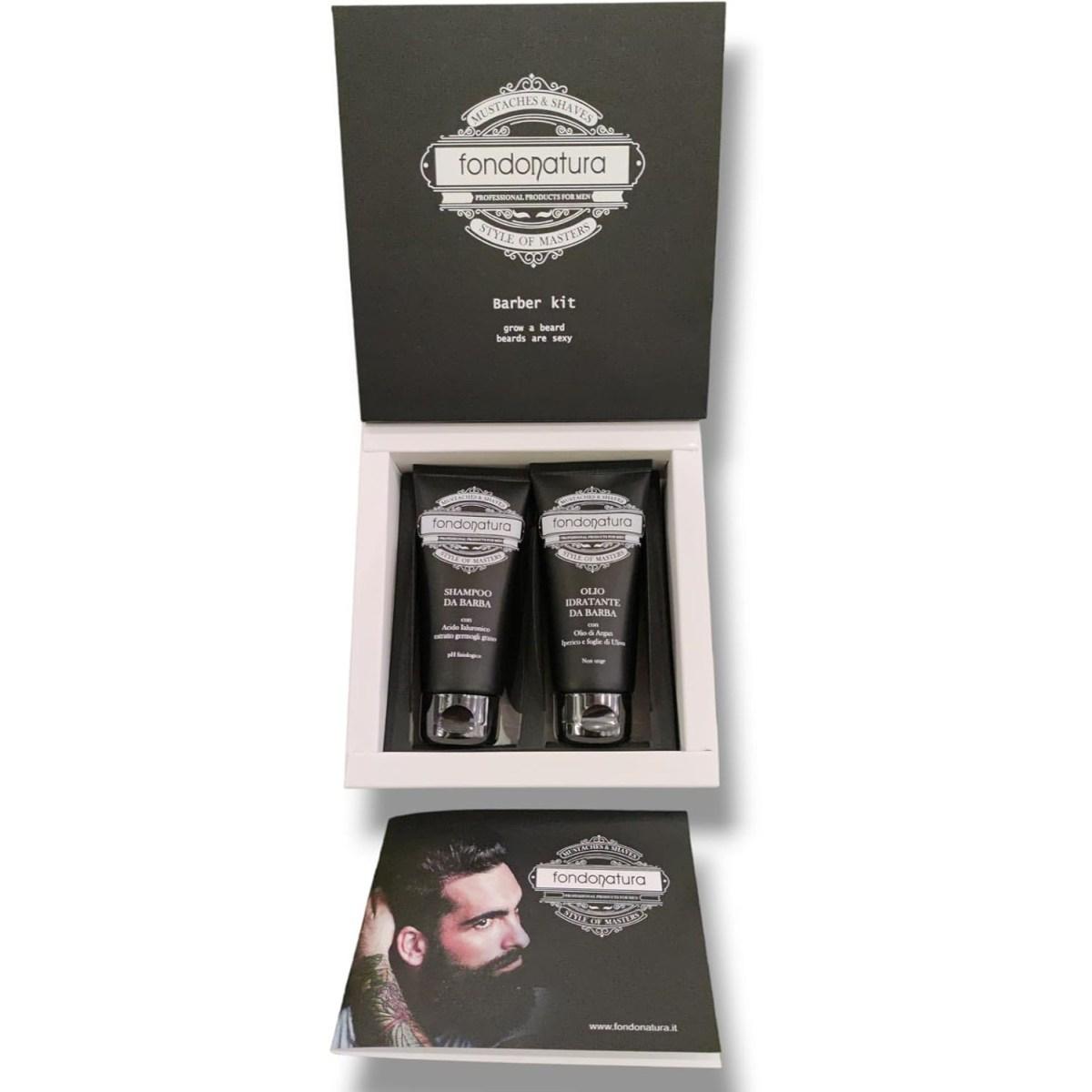 Fondonatura - Barber Kit composto da Shampoo da barba 100 ml + Olio da barba 50 ml